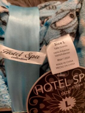 Hotel Spa Collection Women's Light Blue Plush Pajama Set - Size L